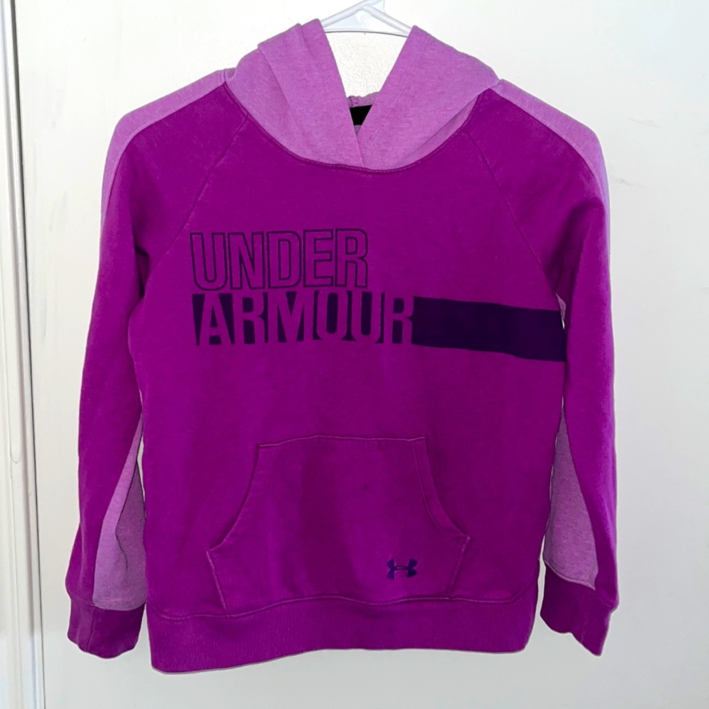 Under Armour Hoodie Girls Medium Loose Fit ColdGear Purple Pullover Sweater